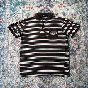 Vintage Guinness Striped Polo Shirt Large